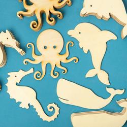 Unfinished Wood Assorted Sea Creature Cutouts