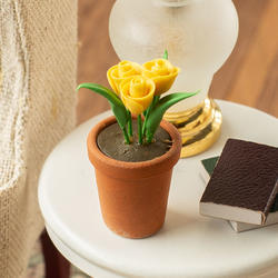 Miniature Potted Yellow Tulips