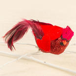 Glittered Artificial Cardinal with Clip