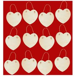 Set of 12 Unfinished Wood Heart Signs
