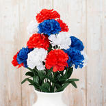 Patriotic Red, White and Blue Artificial Carnation Bush