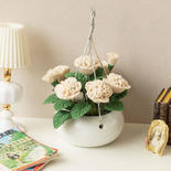Dollhouse Miniature White Roses Hanging Pot