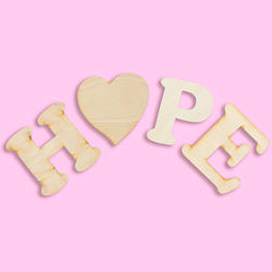 Unfinished Wooden "HOPE" with Heart Cutouts