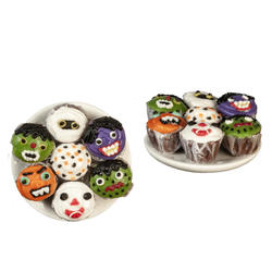 Dollhouse Miniature Halloween Cupcakes Plate