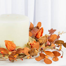 Artificial Fall Leaf and Acorn Candle Ring