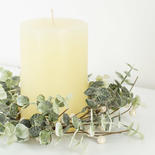 Glittered Artificial Eucalyptus and Pearl Berry Candle Ring