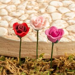 Set of Miniature Rose Flower Picks