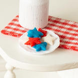 Dollhouse Miniature Red, White Blue Cookies on a Plate