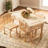 Dollhouse Miniature Unfinished Square Table and Chair Set
