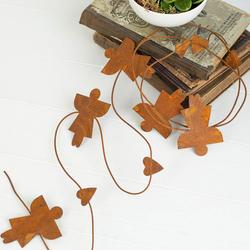 Primitive Rusty Tin Angels and Hearts Garland