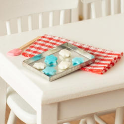 Dollhouse Miniature Hanukkah Cookies On Baking Sheet