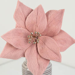 Soft Fuzzy Pink Poinsettia Pick