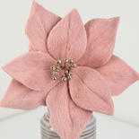 Soft Fuzzy Pink Poinsettia Pick