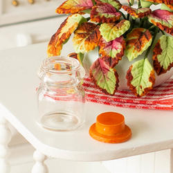 Dollhouse Miniature Glass Jar with Light Brown Lid