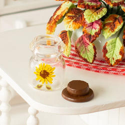 Dollhouse Miniature Glass Jar Sunflower Decal