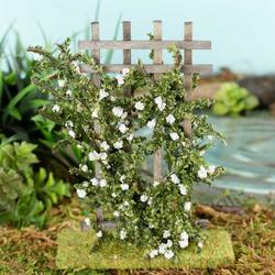 Miniature Flocked White Roses on a Trellis