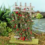 Miniature Flocked Red Roses on a Trellis