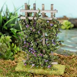 Miniature Flocked Purple Roses on a Trellis