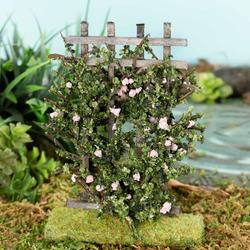 Miniature Flocked Pink Roses on a Trellis