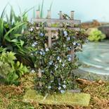 Miniature Flocked Blue Roses on a Trellis