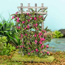 Miniature Flocked Hot Pink Roses on a Trellis