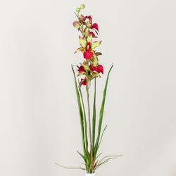 Topical Red and Green Artificial Orchid Stem