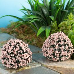 Set of Flocked Miniature Pink Blossom Plants