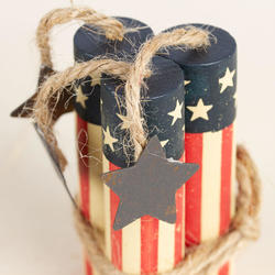 Stars and Stripes Firecrackers Prepainted Wood Ornament