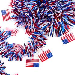Bulk Case of 72 Patriotic American Flag Tinsel Garlands