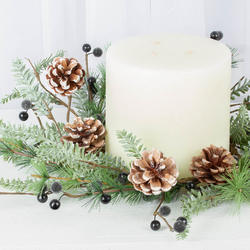 Artificial Blueberry Fir Candle Ring or Wreath