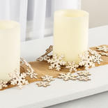 Rustic Wooden Snowflake Candle Rings and Table Scatters Set