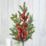 Artificial Pine Spray with Berries and Pinecones