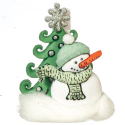Dollhouse Miniature Green Snowman