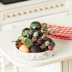Dollhouse Miniature Ceramic Bowl of Fruit