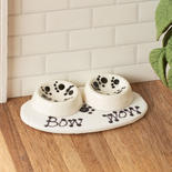 Dollhouse Miniature Dog Bowls with Mat