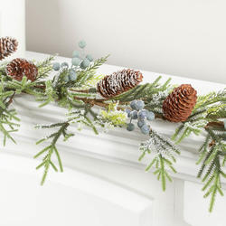 Artificial Blueberry Pine Cone and Frosted Pine Garland
