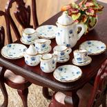 Dollhouse Miniature Blue and White Tea Set