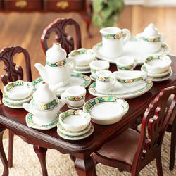Dollhouse Miniature Green Design Tea Set