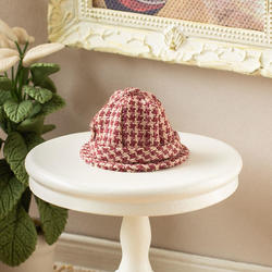 Miniature Men's Houndstooth Checkered Tweed Hat