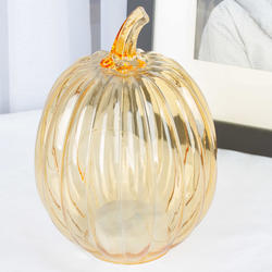 Autumn Orange Glass Pumpkin Lantern