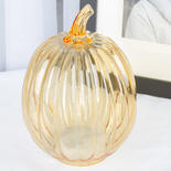 Autumn Orange Glass Pumpkin Lantern
