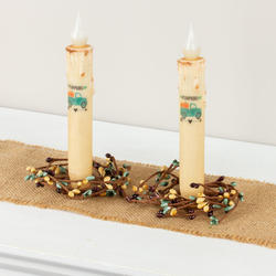 Truck and Pumpkins LED Battery Operated Taper Candles with Rings