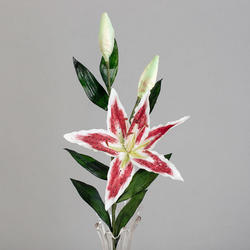 Artificial White and Burgundy Lily Stem