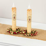 Rustic Apple LED Battery Operated Taper Candles with Rings