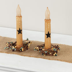 Primitive Star LED Battery Operated Taper Candles with Rings