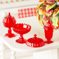 Dollhouse Miniature Red Candy Dishes