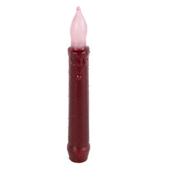 Primitive Burgundy LED Battery-Operated Taper Candle