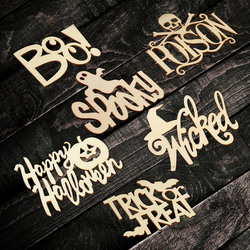 Unfinished Wood Assorted Laser Cut Halloween Cutouts