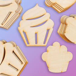 Unfinished Wood Assorted Cupcake Cutouts