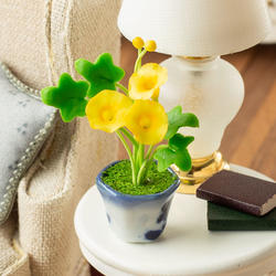 Dollhouse Miniature Potted Yellow Morning Glories